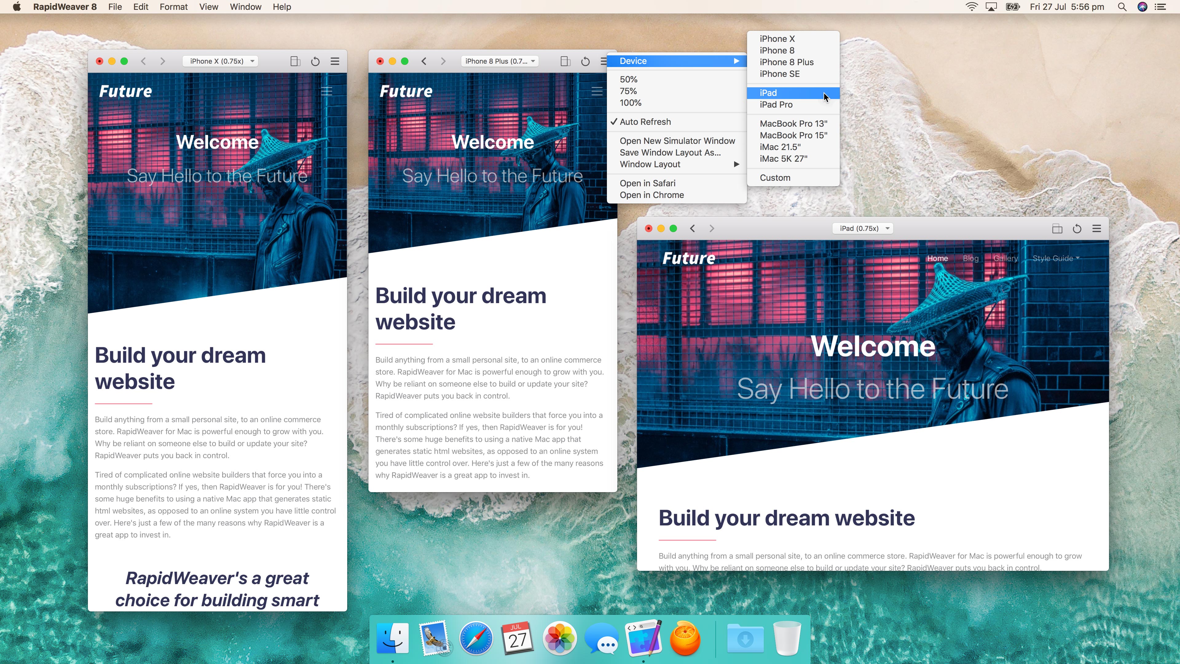 RapidWeaver 8 Website Device Previews