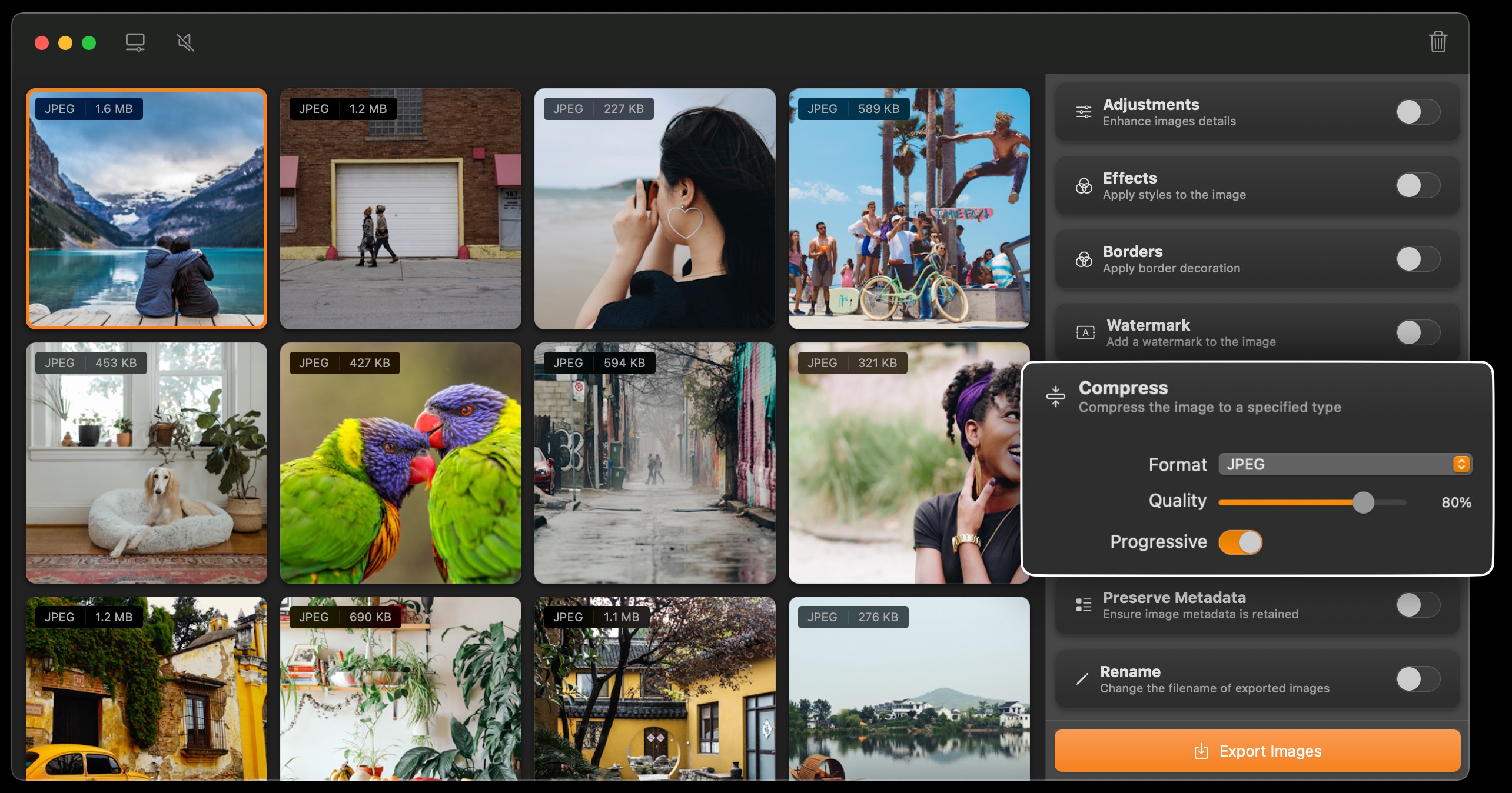 Squash 3 Mac app can compress and convert images.