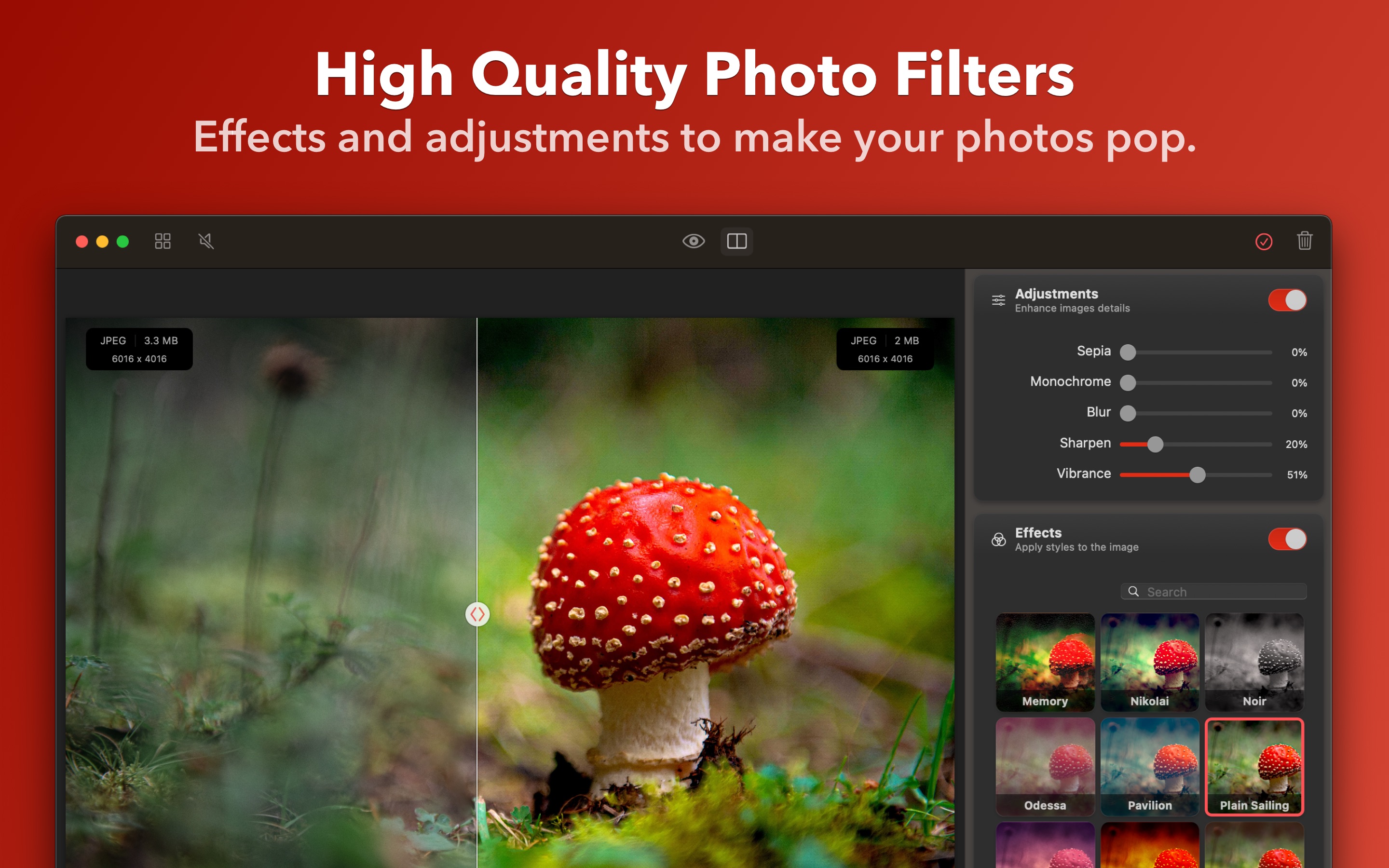 Squash 3 for macOS Photo Filters